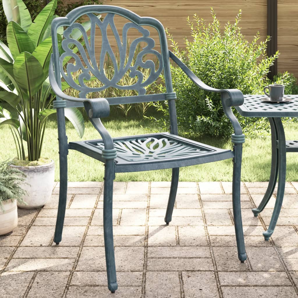 Chaises de jardin lot de 2 vert aluminium coulé