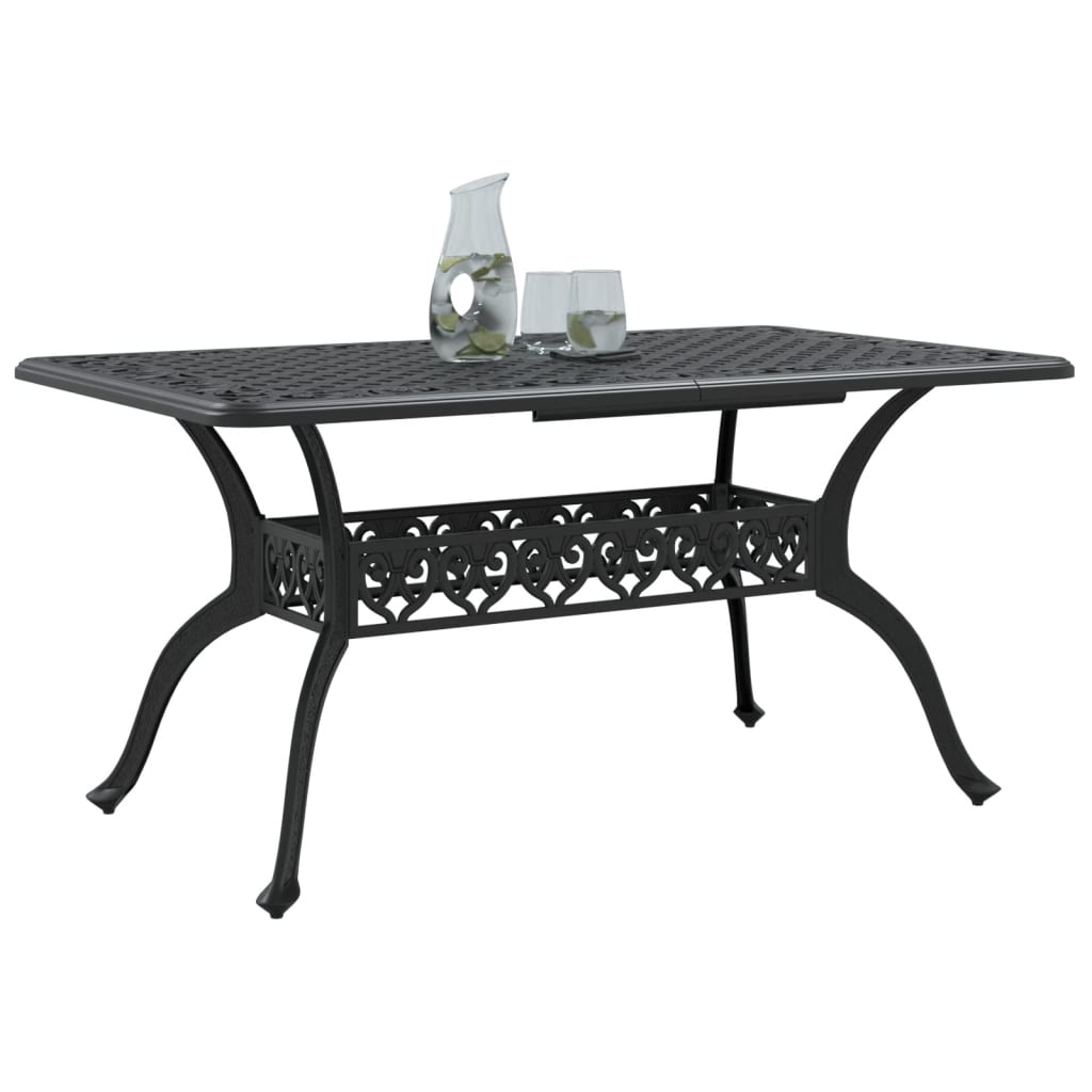 Table de jardin noir 150x90x72 cm aluminium coulé