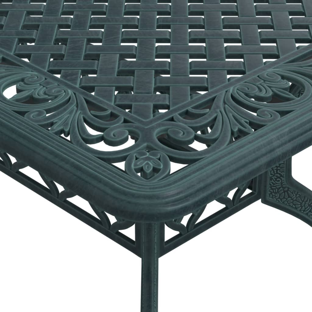 Table de jardin vert 150x90x72 cm aluminium coulé