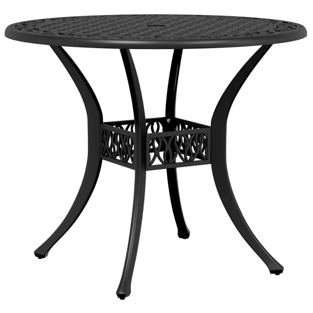 Table de jardin noir Ø90x75 cm aluminium coulé