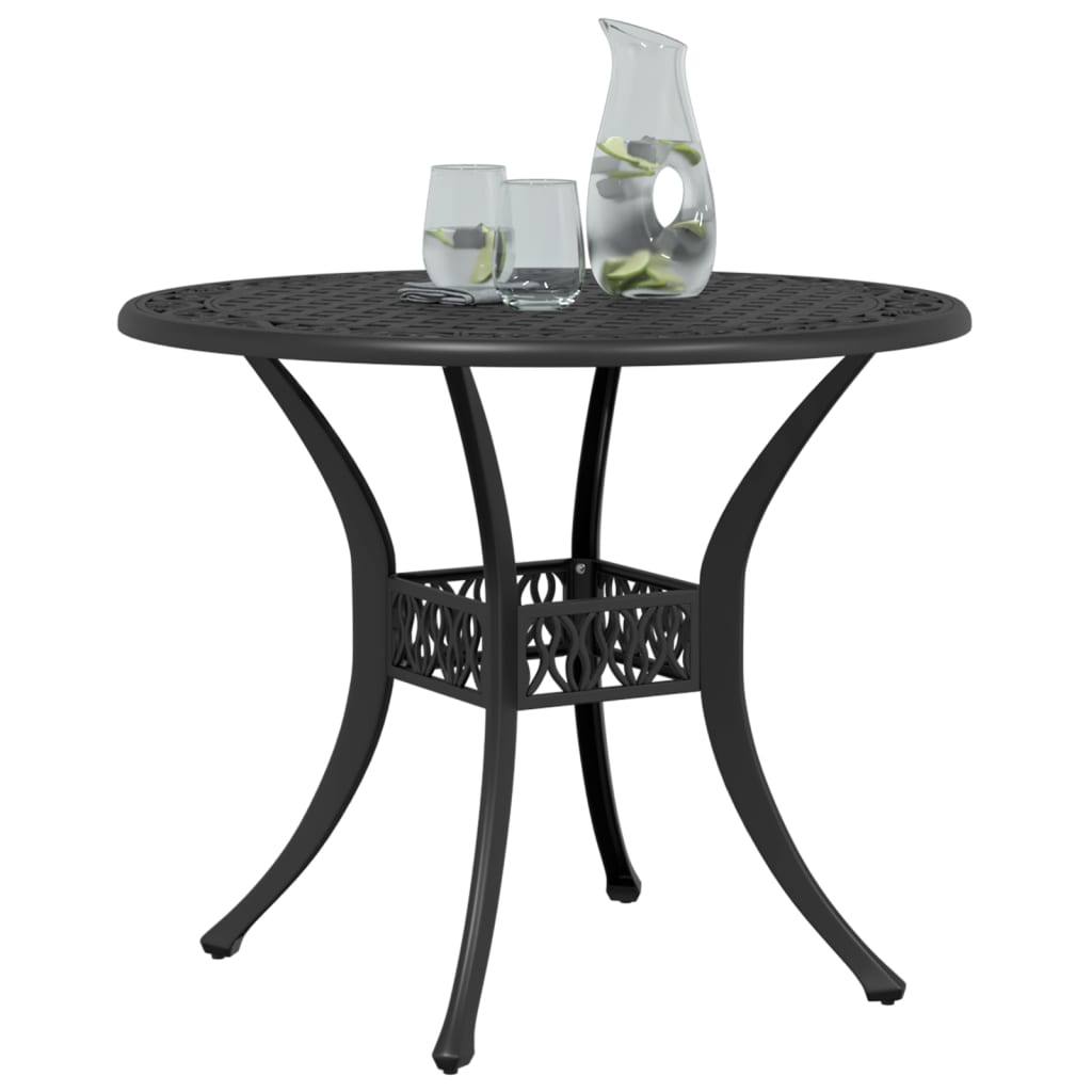 Table de jardin noir Ø90x75 cm aluminium coulé