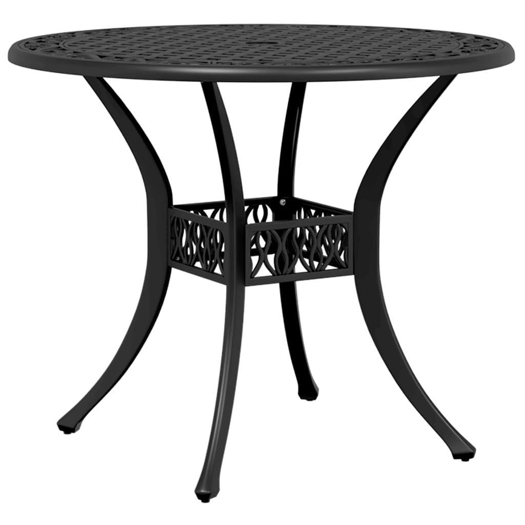 Table de jardin noir Ø90x75 cm aluminium coulé