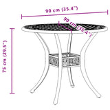 Table de jardin noir Ø90x75 cm aluminium coulé