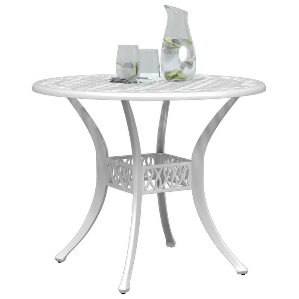 Table de jardin blanc Ø90x75 cm aluminium coulé