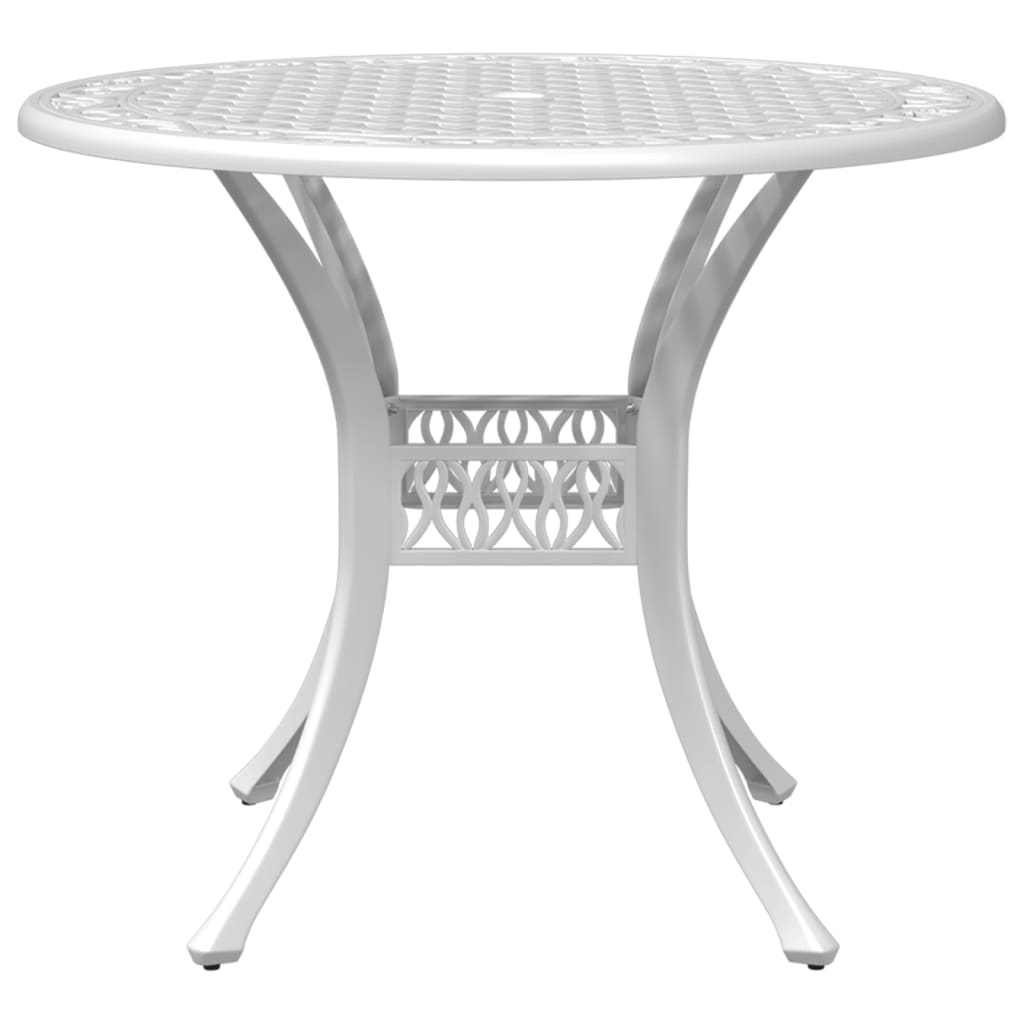 Table de jardin blanc Ø90x75 cm aluminium coulé