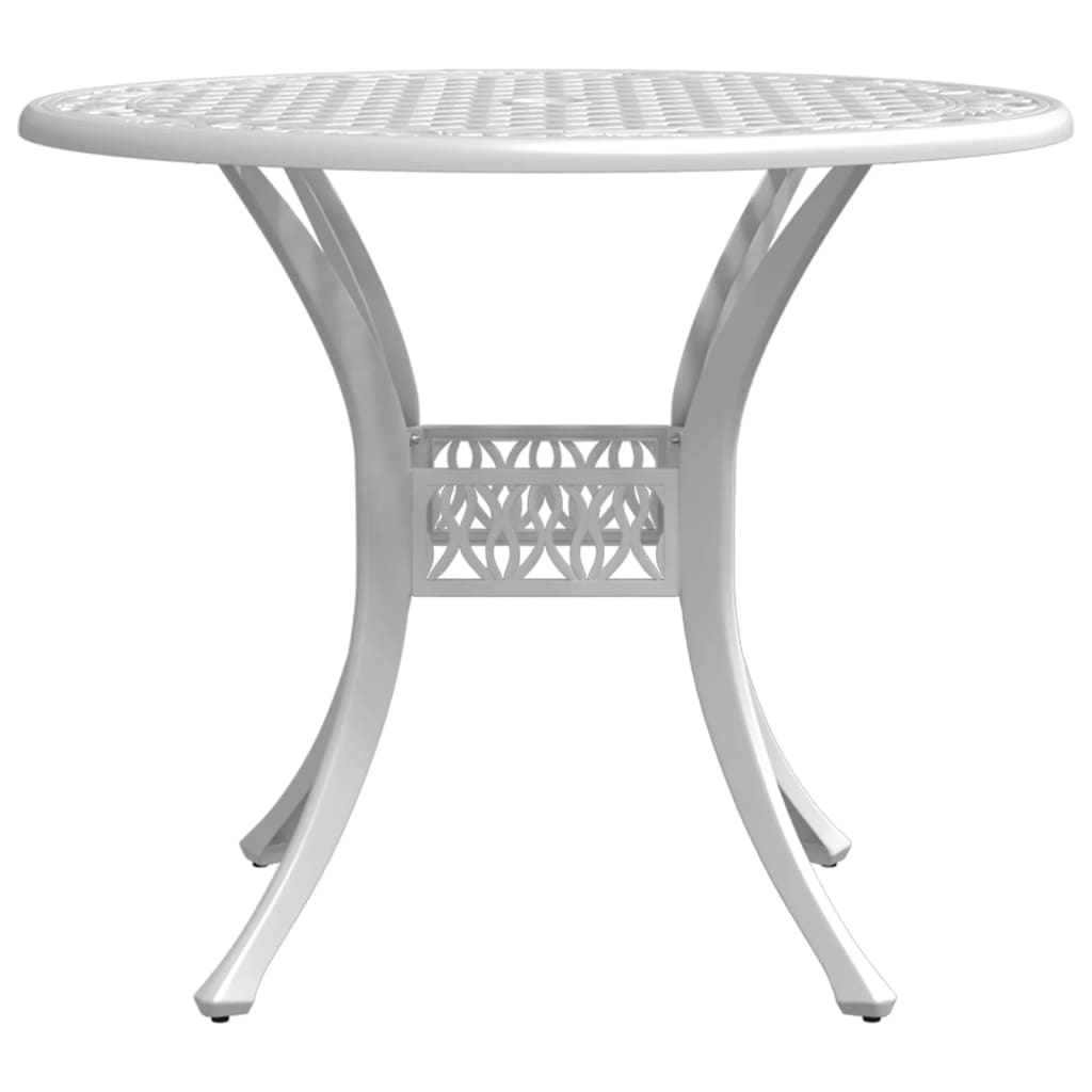 Table de jardin blanc Ø90x75 cm aluminium coulé