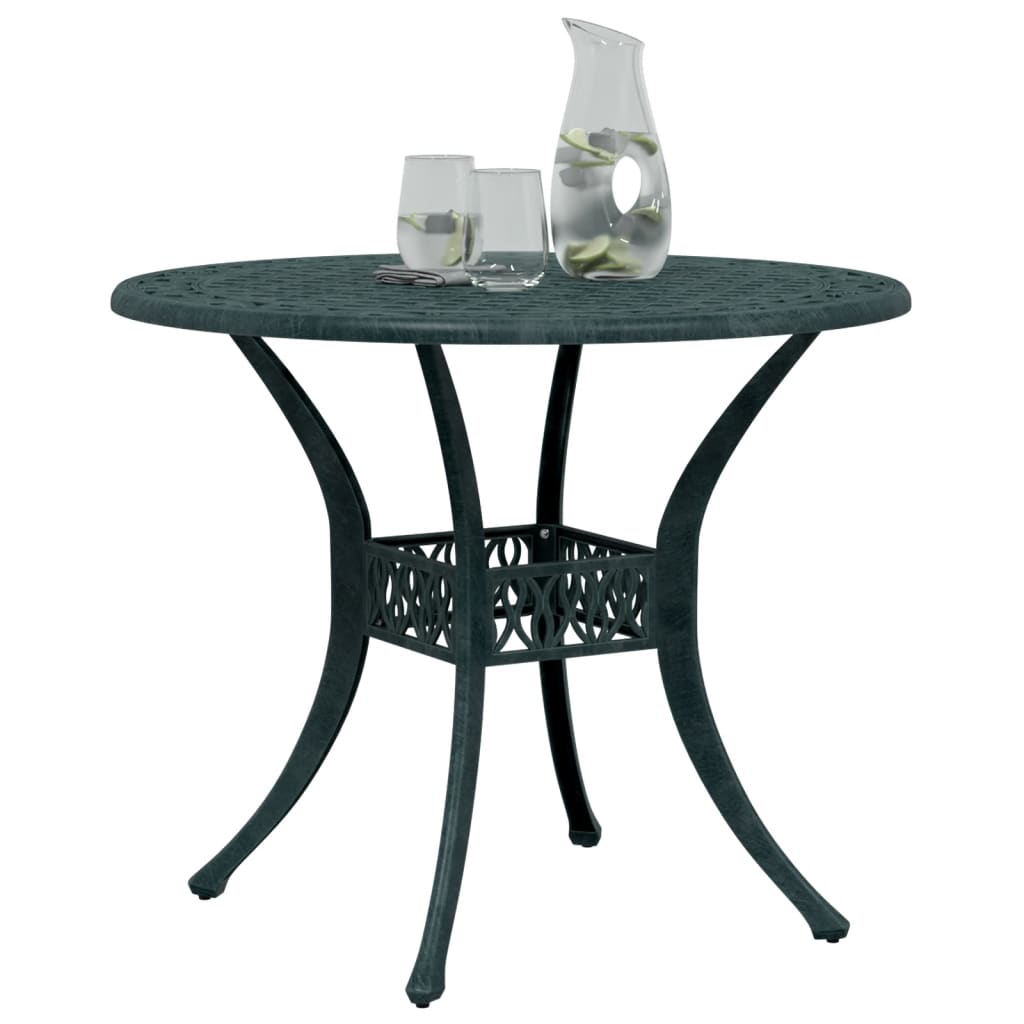 Table de jardin vert Ø90x75 cm aluminium coulé