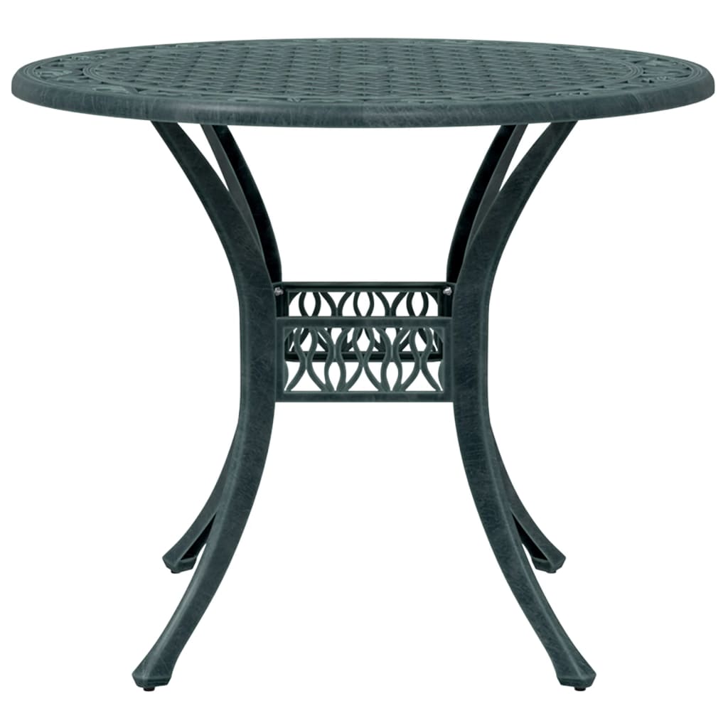 Table de jardin vert Ø90x75 cm aluminium coulé