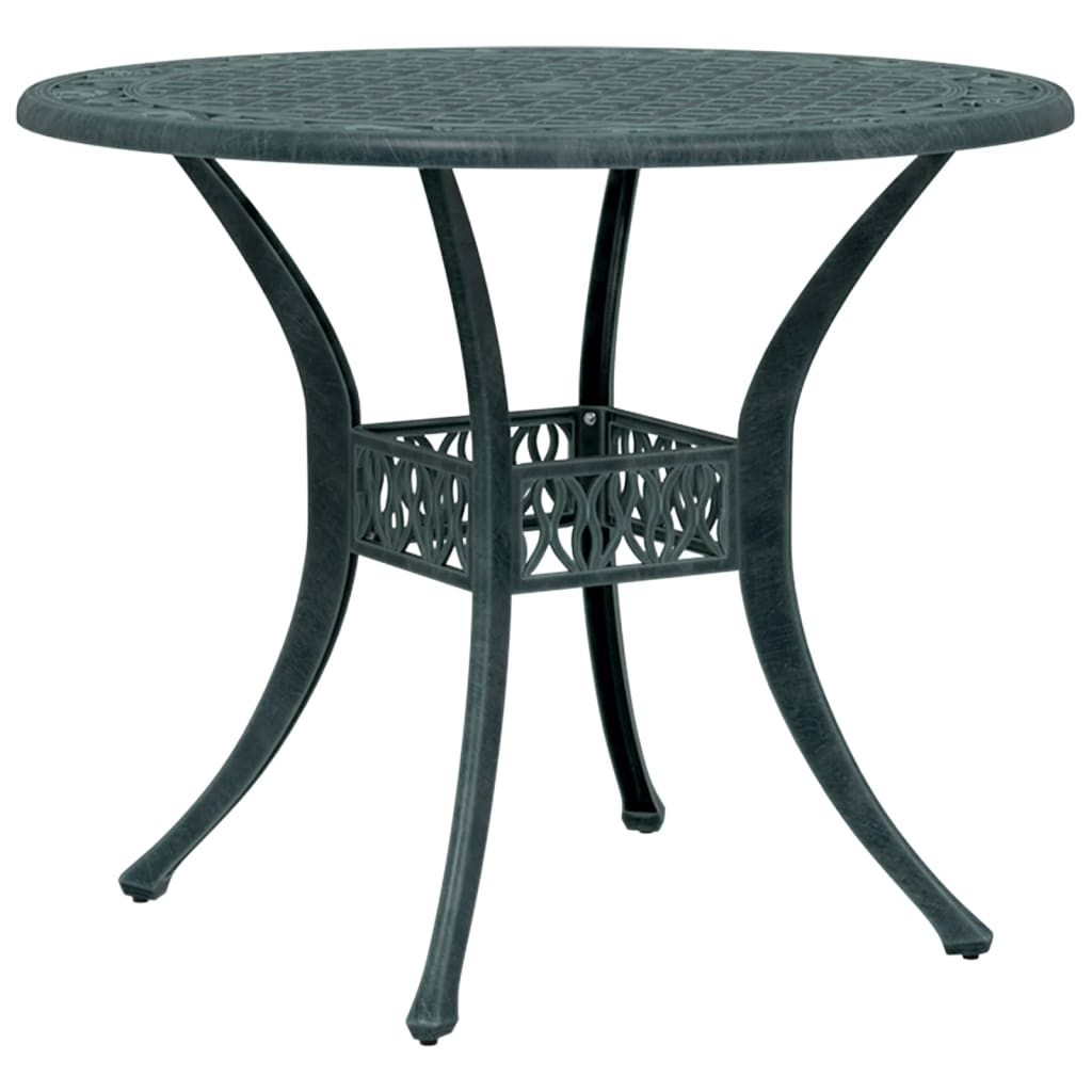 Table de jardin vert Ø90x75 cm aluminium coulé