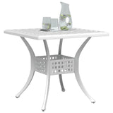 Table de jardin blanc 80x80x75 cm aluminium coulé