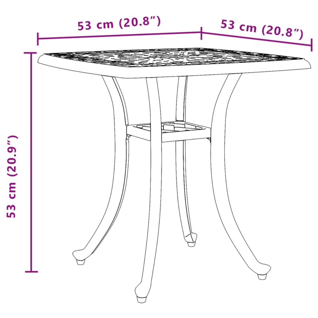 Table de jardin noir 53x53x53 cm aluminium coulé