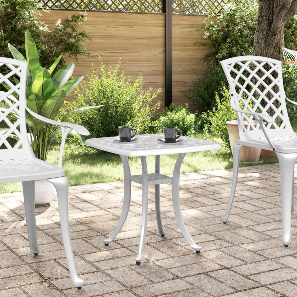 Table de jardin blanc 53x53x53 cm aluminium coulé