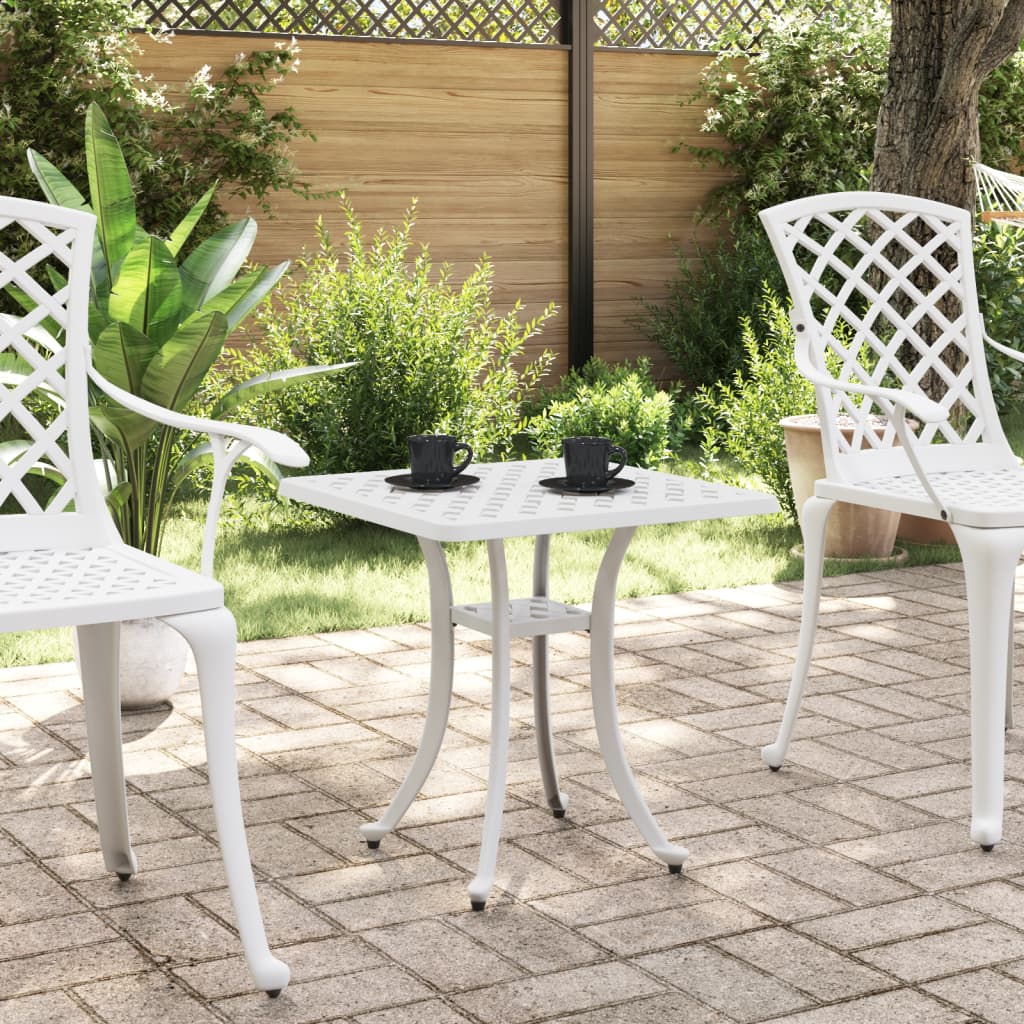 Table de jardin blanc 53x53x53 cm aluminium coulé