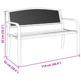 Banc de jardin 119 cm noir acier