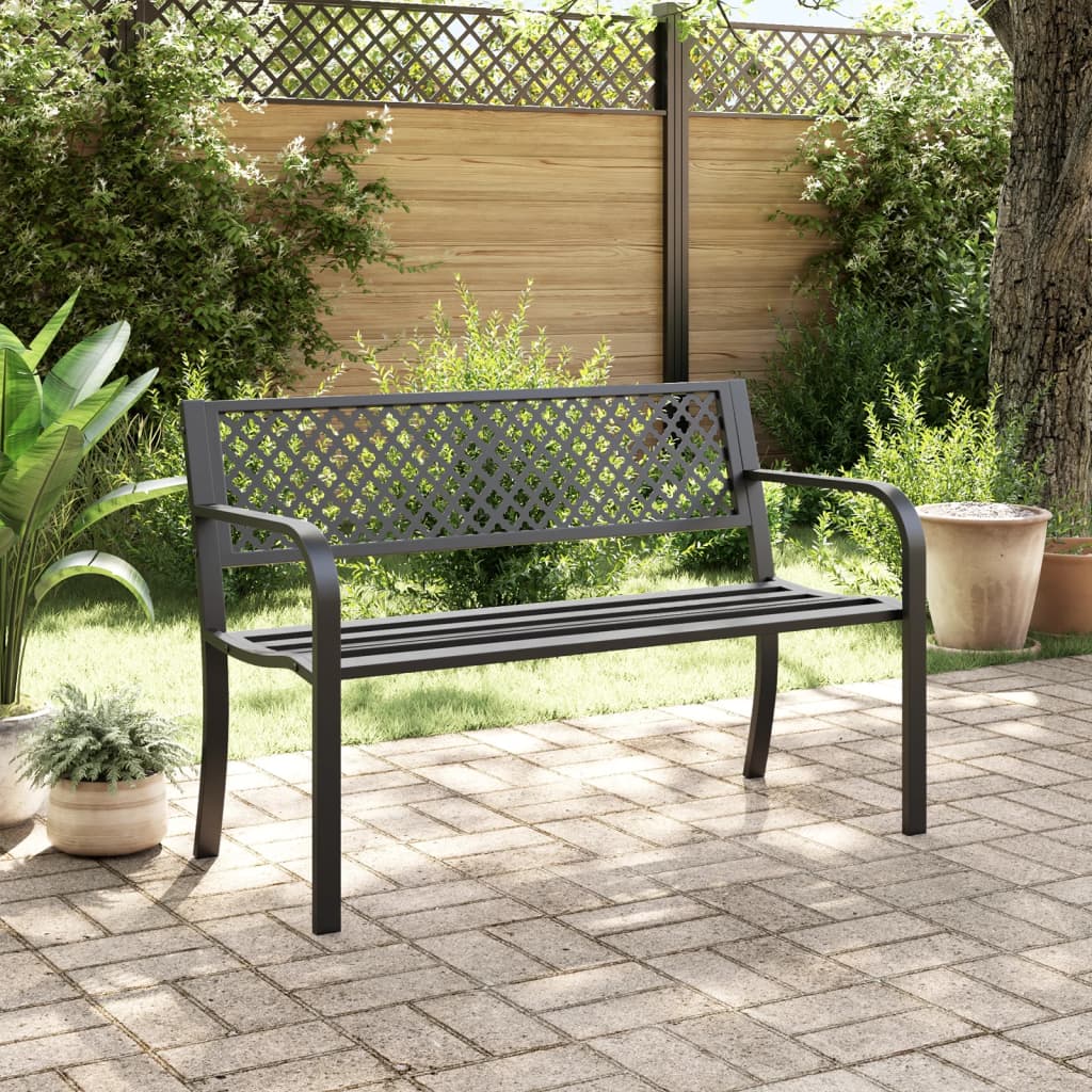 Banc de jardin 119 cm noir acier