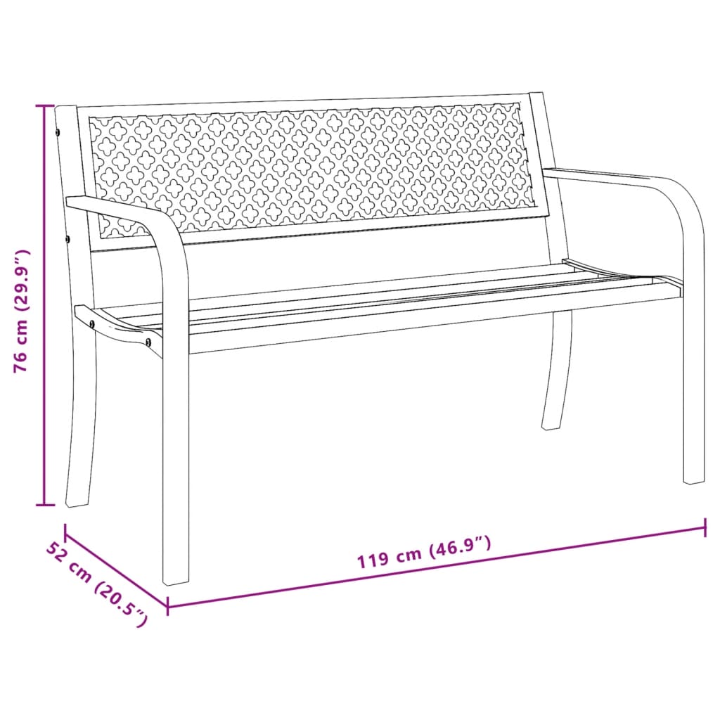 Banc de jardin 119 cm noir acier