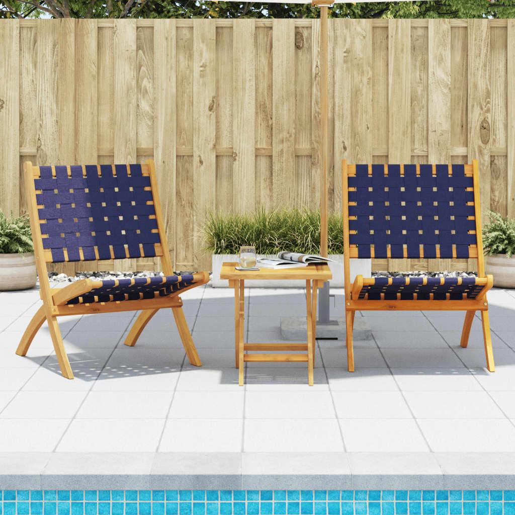 Chaises de jardin pliantes lot de 2 bois d'acacia solide tissu