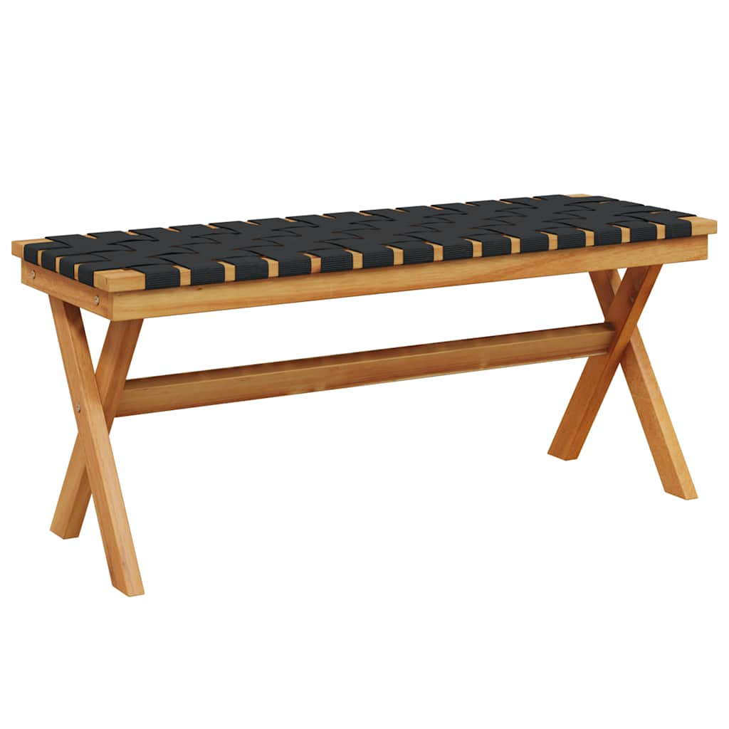 Banc de jardin noir bois massif d'acacia et tissu