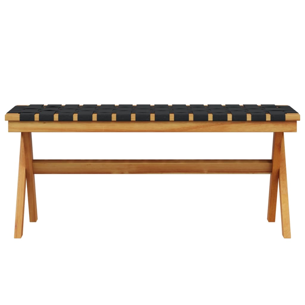 Black garden bench made of solid acacia wood and fabric