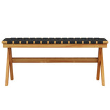 Banc de jardin noir bois massif d'acacia et tissu