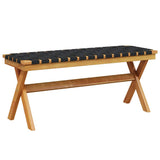 Banc de jardin noir bois massif d'acacia et tissu