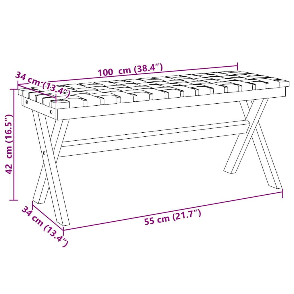 Banc de jardin noir bois massif d'acacia et tissu