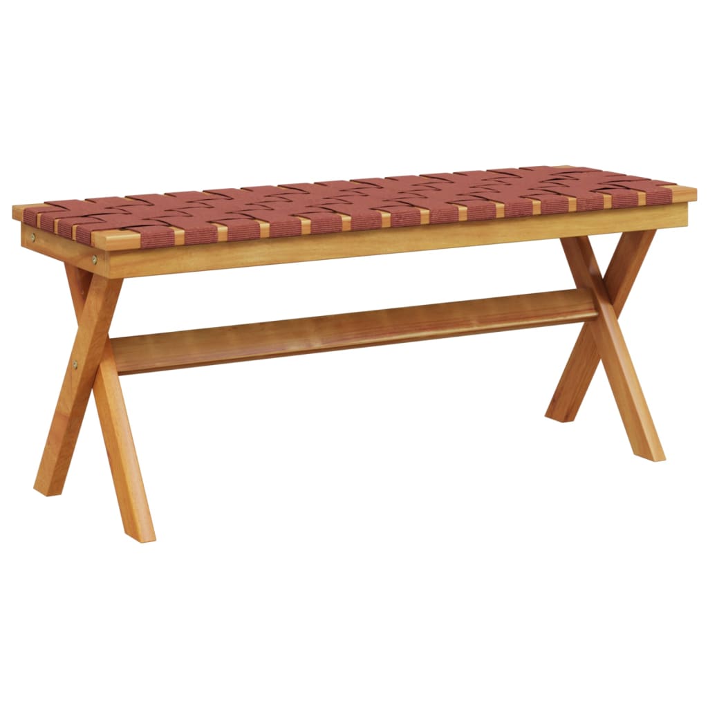 Banc de jardin rouge bois massif d'acacia et tissu