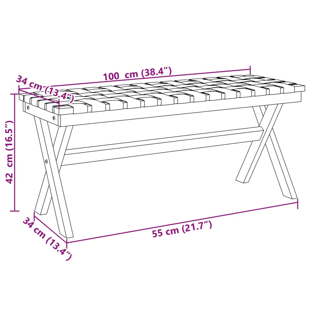 Banc de jardin rouge bois massif d'acacia et tissu