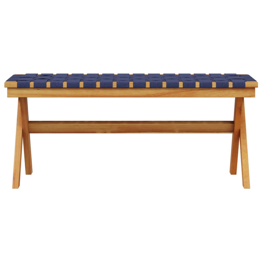 Banc de jardin bleu foncé bois massif d'acacia et tissu