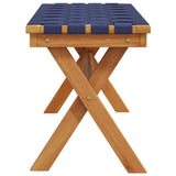 Banc de jardin bleu foncé bois massif d'acacia et tissu