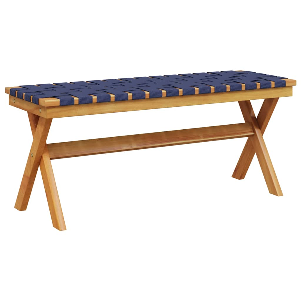 Banc de jardin bleu foncé bois massif d'acacia et tissu