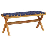 Banc de jardin bleu foncé bois massif d'acacia et tissu