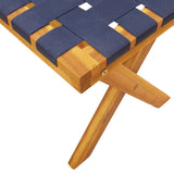 Banc de jardin bleu foncé bois massif d'acacia et tissu