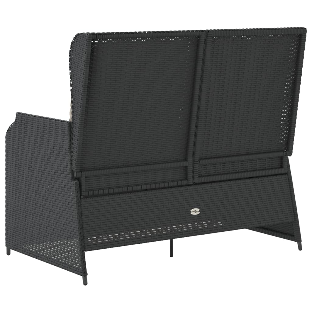 Banc inclinable de jardin avec coussins noir résine tressée