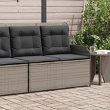 Banc inclinable de jardin avec coussins gris résine tressée