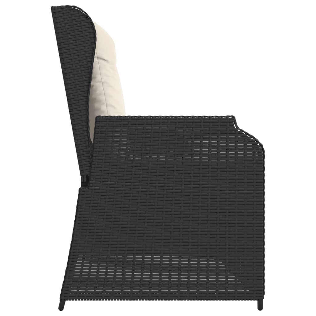 Reclining garden bench with black resin wicker cushions