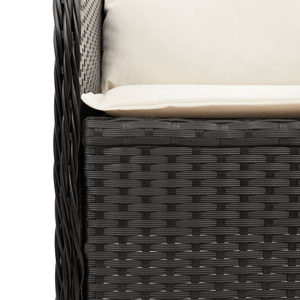 Reclining garden bench with black resin wicker cushions