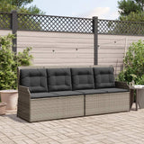 Banc inclinable de jardin avec coussins gris résine tressée