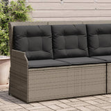 Banc inclinable de jardin avec coussins gris résine tressée