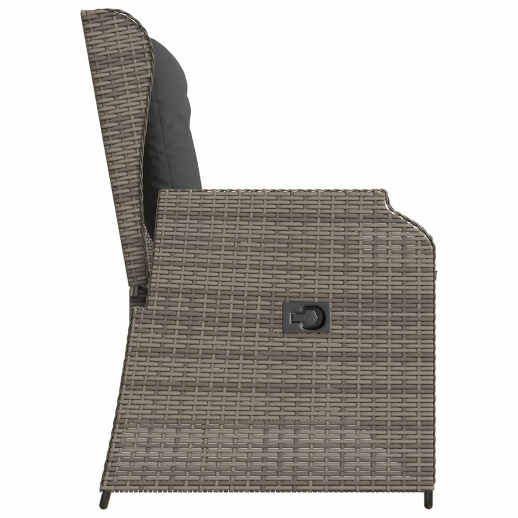 Banc inclinable de jardin avec coussins gris résine tressée