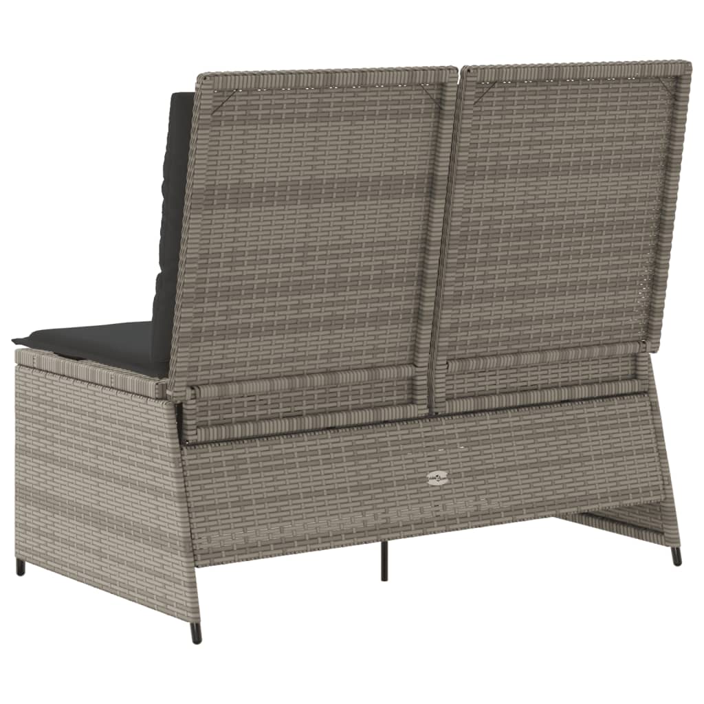 Banc inclinable de jardin avec coussins gris résine tressée