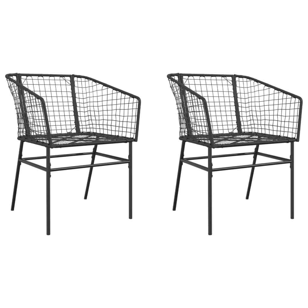 Chaises de jardin lot de 2 Noir Résine tressée