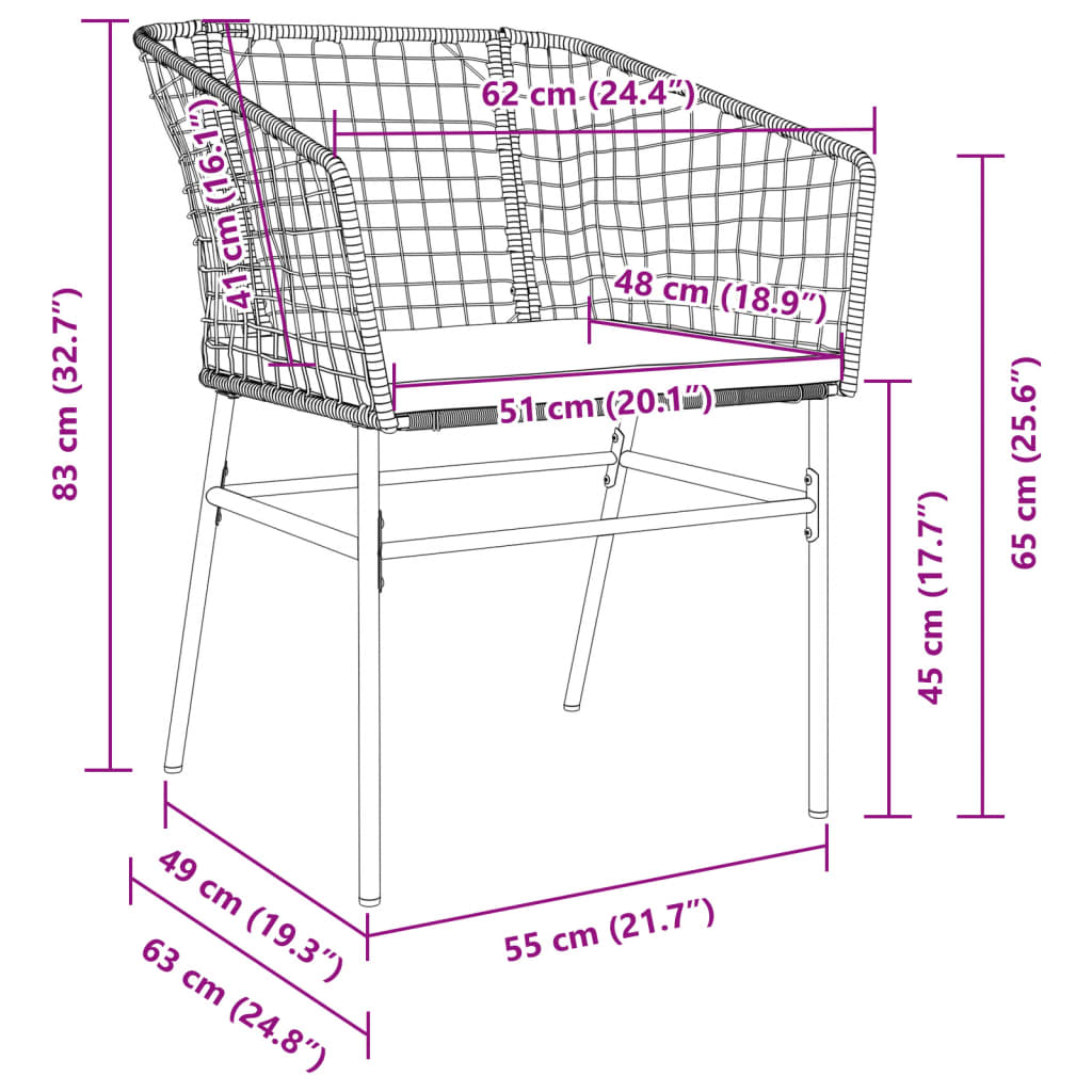 Gartenstühle im 2er-Set und braune Rattankissen