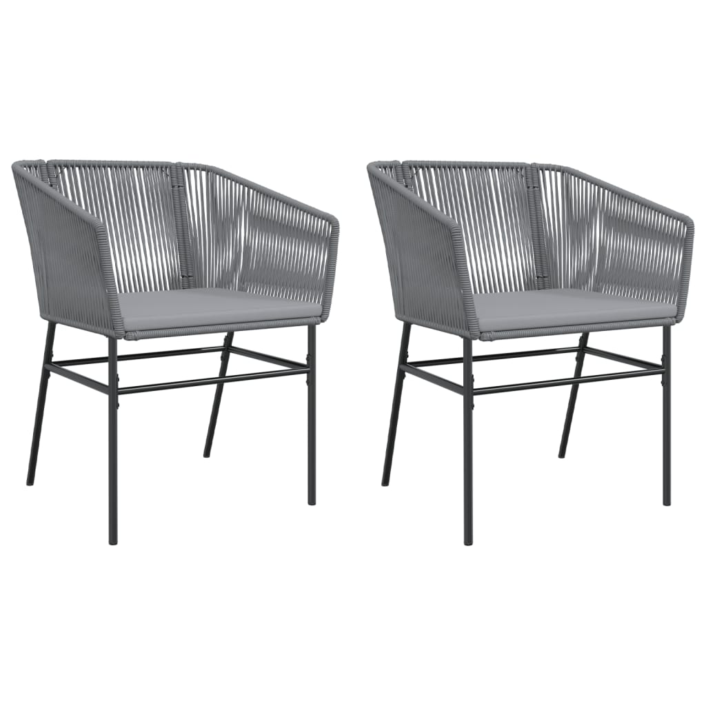 Chaises de jardin lot de 2 avec coussins gris résine tressée