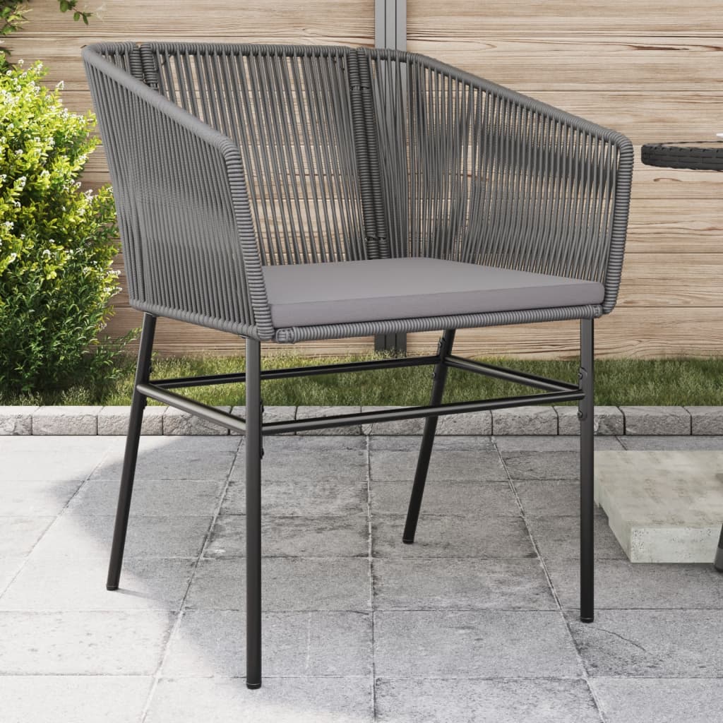 Chaises de jardin lot de 2 avec coussins gris résine tressée