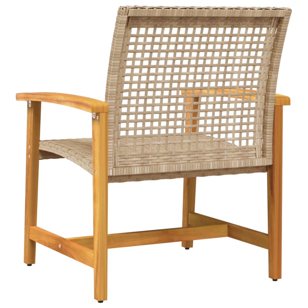 Chaises de jardin lot de 2 beige résine tressée bois d’acacia