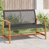 Banc de jardin noir 112 cm résine tressée et bois d'acacia