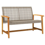 Banc de jardin gris 112 cm résine tressée et bois d'acacia