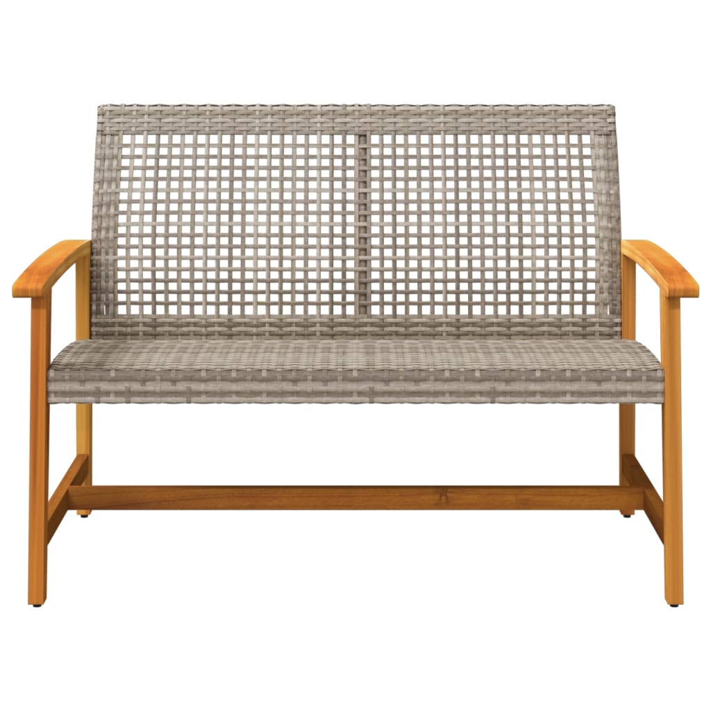 Banc de jardin gris 112 cm résine tressée et bois d'acacia