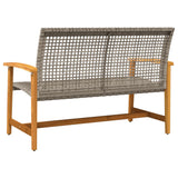 Banc de jardin gris 112 cm résine tressée et bois d'acacia